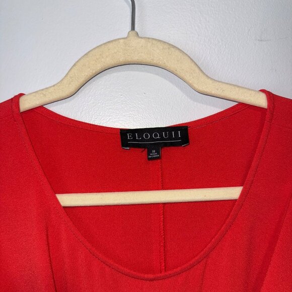 Eloquii Red Deep Coral Tie-Front Dress With Sleeves Size 18 - Picture 3 of 7